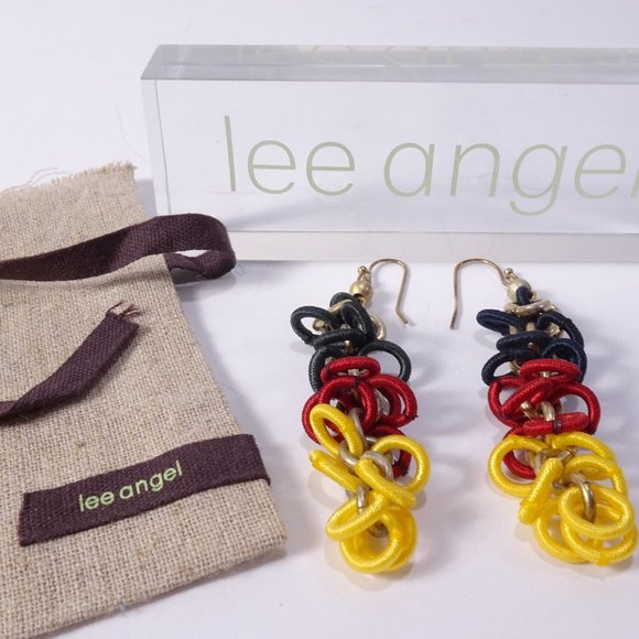 Lee Angel Color Block Ribbon Circles Link Drop earrings NWT 120 - Picture 11 of 15